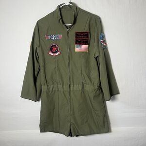 Maverick Top Gun Women's Costume Medium, 6-8, Aviator Fighter Jumpsuit USA Pilot